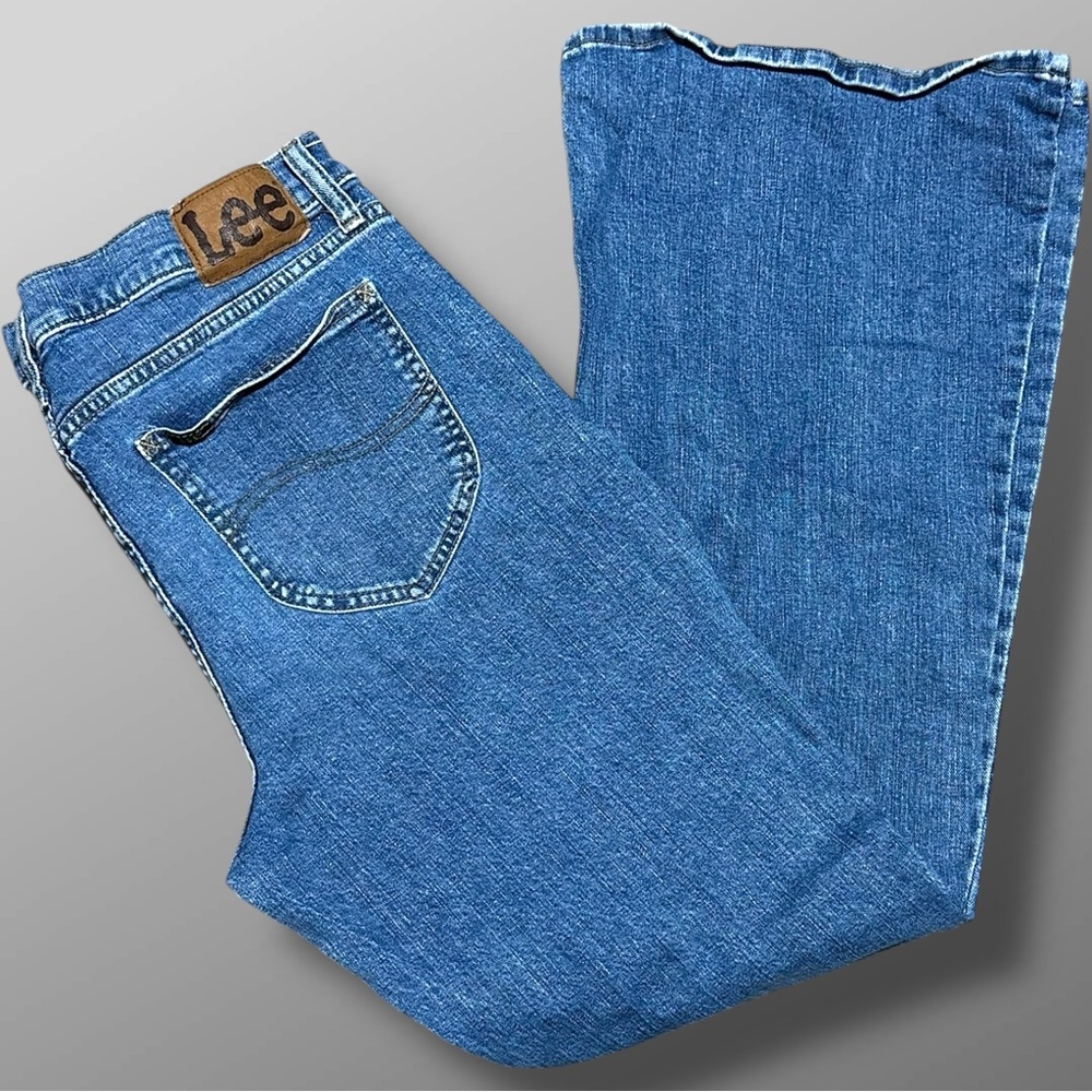 Lee Premium Quality Smarter Fit Blue Flare Wide Leg Jeans Womens Sz 16